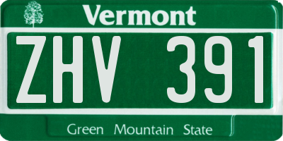 VT license plate ZHV391