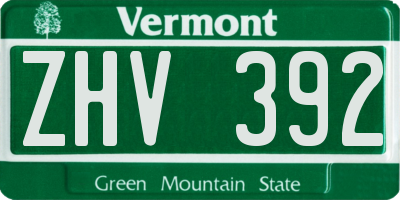 VT license plate ZHV392