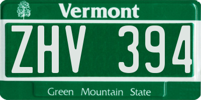 VT license plate ZHV394