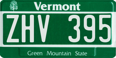 VT license plate ZHV395