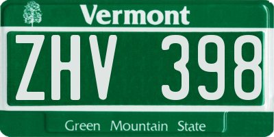 VT license plate ZHV398