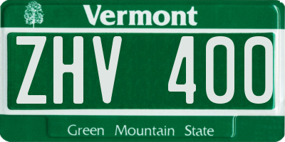 VT license plate ZHV400