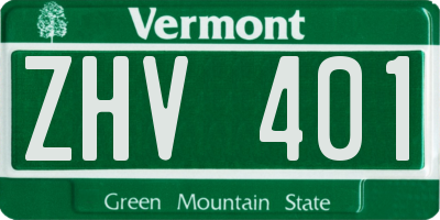 VT license plate ZHV401