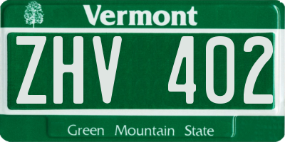 VT license plate ZHV402