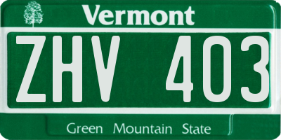 VT license plate ZHV403