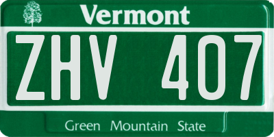 VT license plate ZHV407