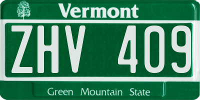 VT license plate ZHV409