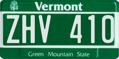 VT license plate ZHV410