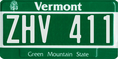 VT license plate ZHV411