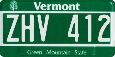 VT license plate ZHV412