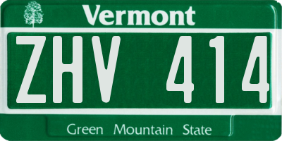 VT license plate ZHV414