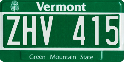 VT license plate ZHV415