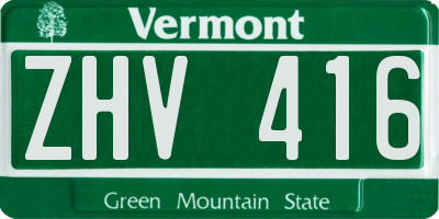 VT license plate ZHV416