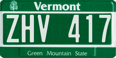 VT license plate ZHV417