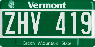 VT license plate ZHV419