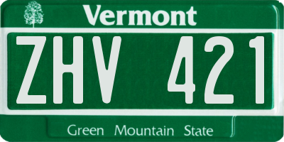 VT license plate ZHV421