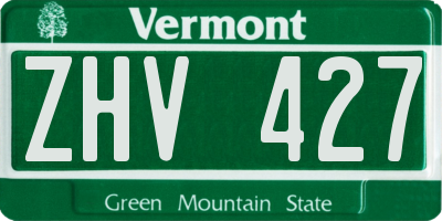 VT license plate ZHV427