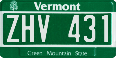 VT license plate ZHV431