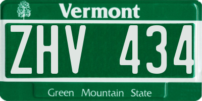 VT license plate ZHV434