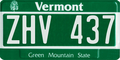 VT license plate ZHV437