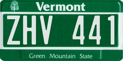 VT license plate ZHV441