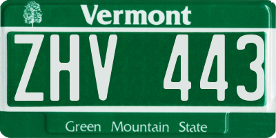VT license plate ZHV443