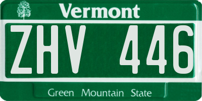 VT license plate ZHV446