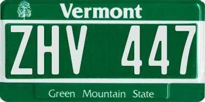 VT license plate ZHV447