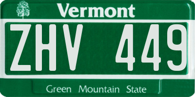 VT license plate ZHV449