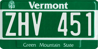 VT license plate ZHV451