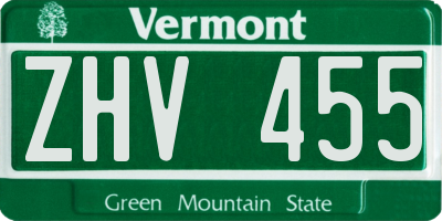 VT license plate ZHV455