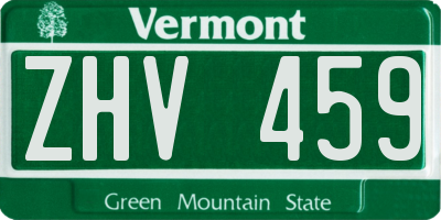 VT license plate ZHV459