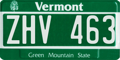 VT license plate ZHV463