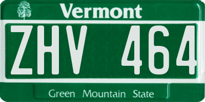 VT license plate ZHV464