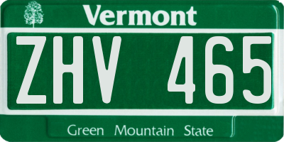 VT license plate ZHV465