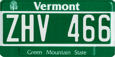 VT license plate ZHV466