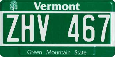 VT license plate ZHV467