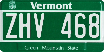 VT license plate ZHV468