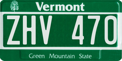 VT license plate ZHV470
