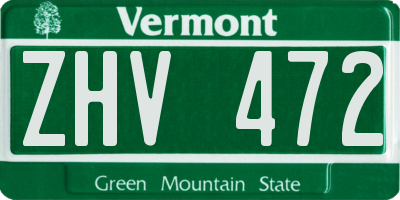 VT license plate ZHV472