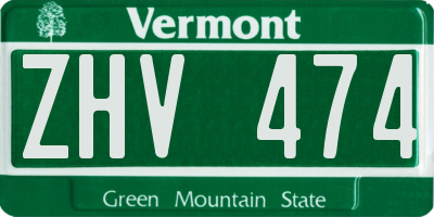 VT license plate ZHV474