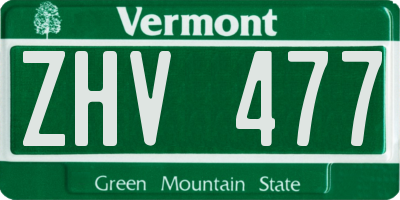 VT license plate ZHV477