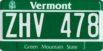 VT license plate ZHV478