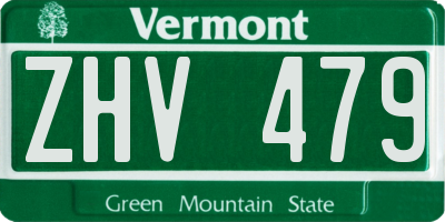 VT license plate ZHV479