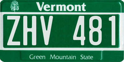 VT license plate ZHV481
