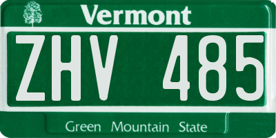 VT license plate ZHV485
