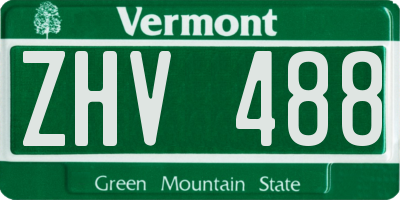 VT license plate ZHV488