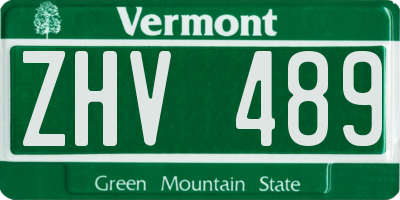 VT license plate ZHV489
