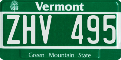VT license plate ZHV495