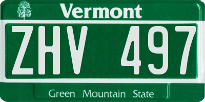 VT license plate ZHV497
